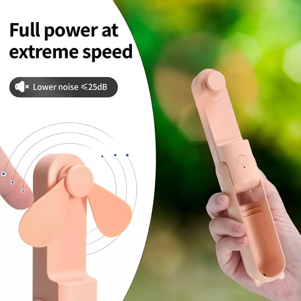 3-in-1 Foldable Mini Handheld Fan With Built-in Power Bank