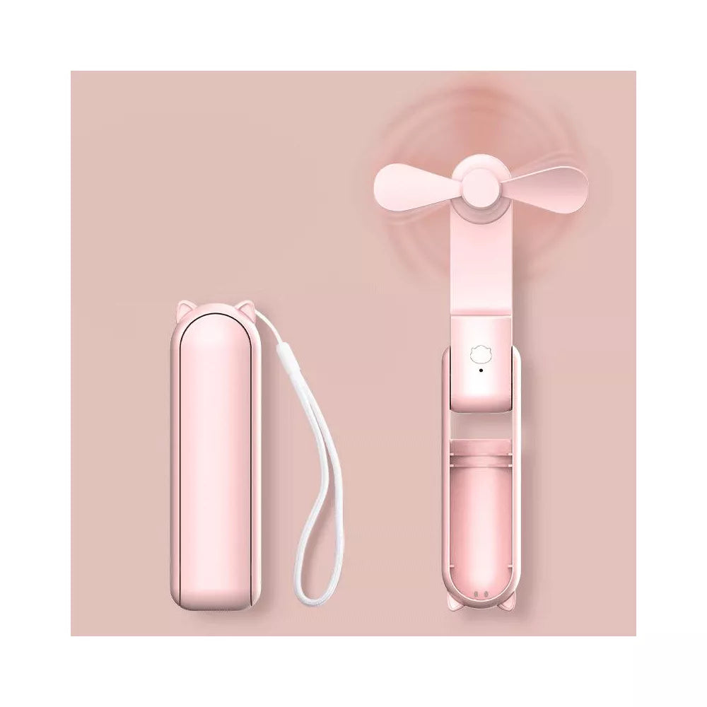 3-in-1 Foldable Mini Handheld Fan With Built-in Power Bank