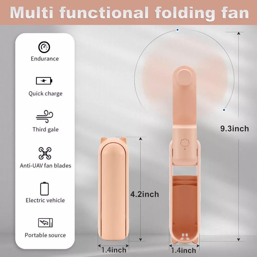 3-in-1 Foldable Mini Handheld Fan With Built-in Power Bank