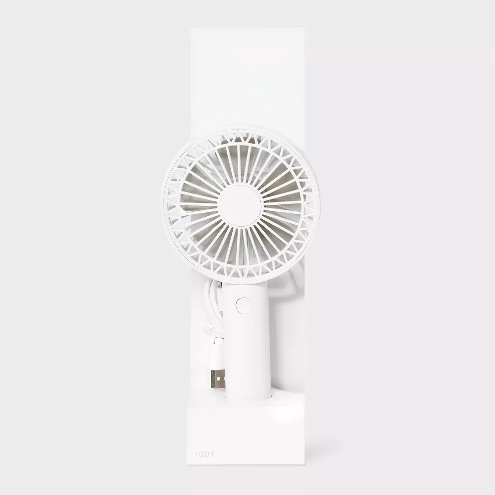 Lightweight USB Rechargeable Handheld Personal Fan With Desktop Base